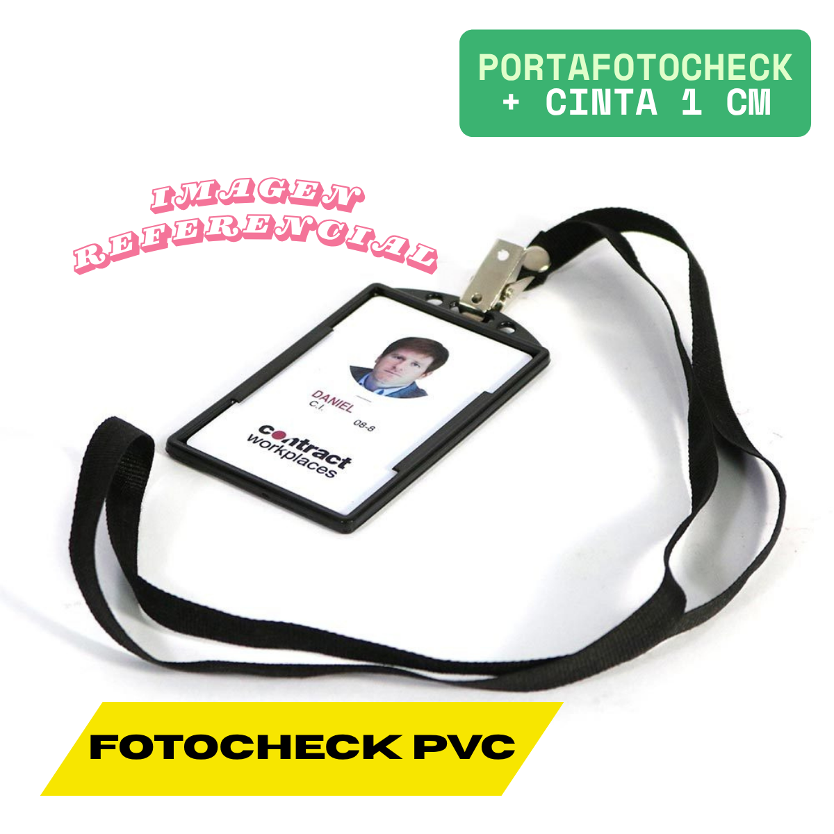 Fotochecks PVC con Portafotocheck y Cinta de color 1 cm