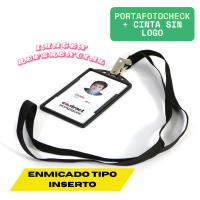 Fotocheck Enmicado tipo Inserto con Portafotocheck y Cinta